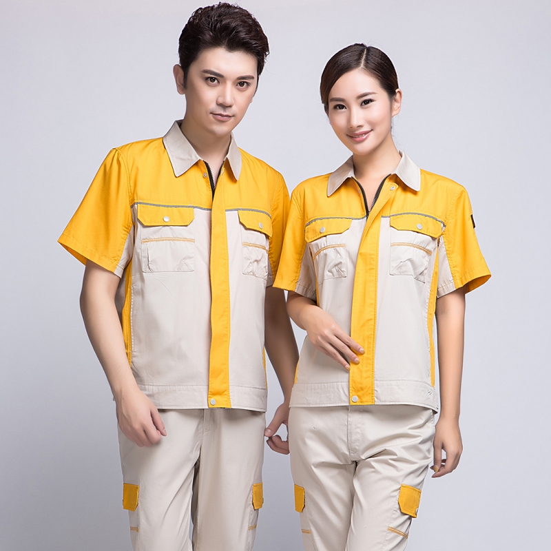 米色拼黄夏季工作服AD08-1